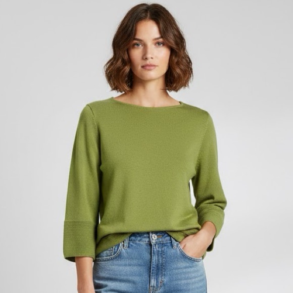 COS Sweaters - COS Green Wool Boat Neck Sweater